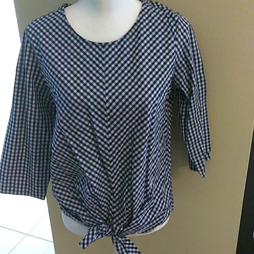 Velvet Heart Plaid Shirt with front tie